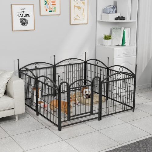 Dog Playpen Indoor/Outdoor – 24" Height, 8-Panel Metal Exercise Pen with Door