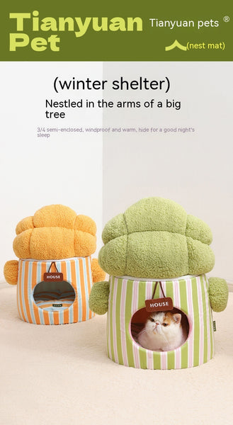 Pet Cauliflower Tree Hole Three-dimensional Closed Cat Nest - Gusto Illusions