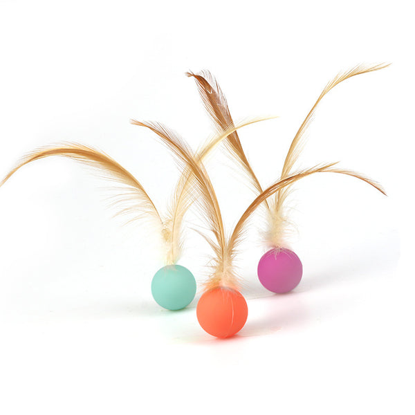 Cat Toys, Self-entertainment Balls, Feather Bouncy Balls, Cat Toys, Cat Self-entertainment And Boredom Relief, Dog Interactive Toys, Pet Supplies