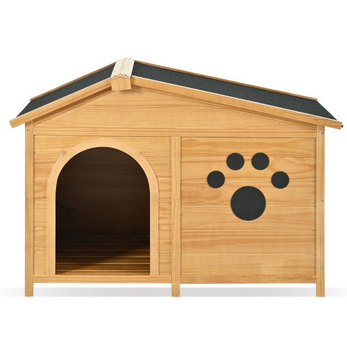 48" Wooden Dog House with Porch &amp; Fence – Weatherproof Outdoor Kennel for Medium Dogs