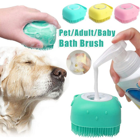Silicone Dog Bath Massage Gloves Brush Pet Cat Bathroom Cleaning Tool Comb Brush For Dog Can Pour Shampoo Dog Grooming Supplies - Gusto Illusions