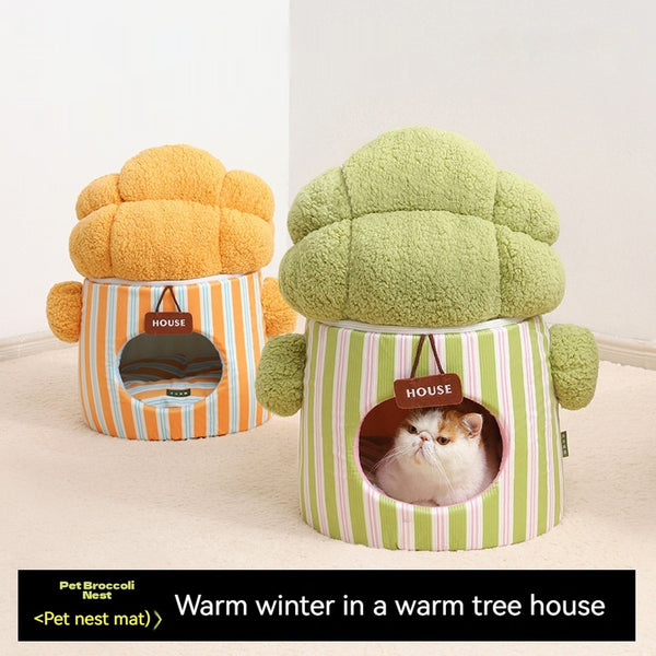 Pet Cauliflower Tree Hole Three-dimensional Closed Cat Nest - Gusto Illusions