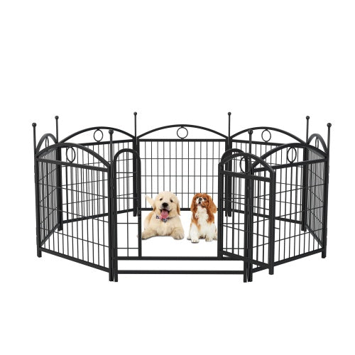 Dog Playpen Indoor/Outdoor – 24" Height, 8-Panel Metal Exercise Pen with Door