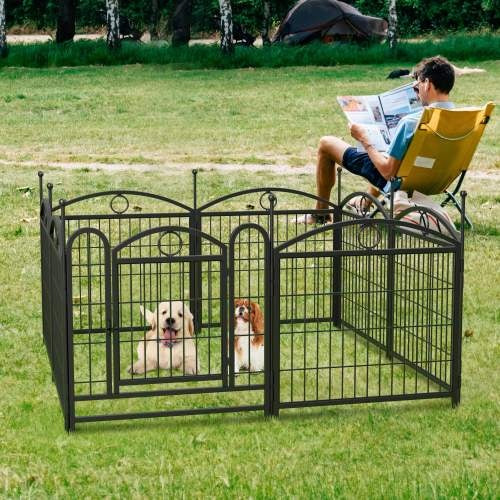 Dog Playpen Indoor/Outdoor – 24" Height, 8-Panel Metal Exercise Pen with Door