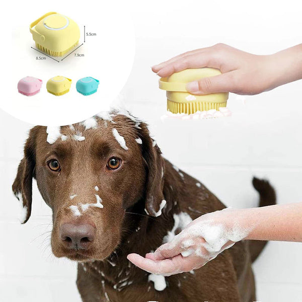 Silicone Dog Bath Massage Gloves Brush Pet Cat Bathroom Cleaning Tool Comb Brush For Dog Can Pour Shampoo Dog Grooming Supplies - Gusto Illusions