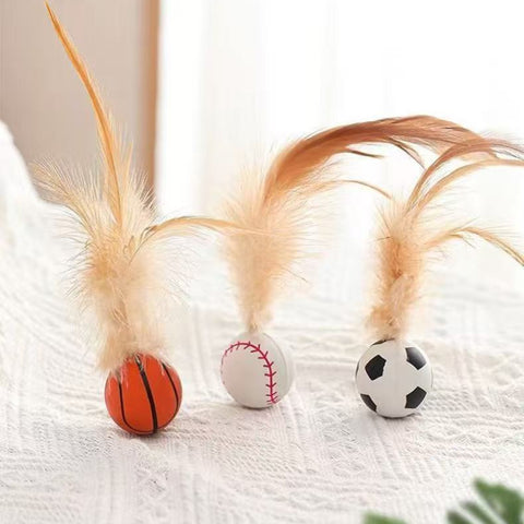 Cat Toys, Self-entertainment Balls, Feather Bouncy Balls, Cat Toys, Cat Self-entertainment And Boredom Relief, Dog Interactive Toys, Pet Supplies